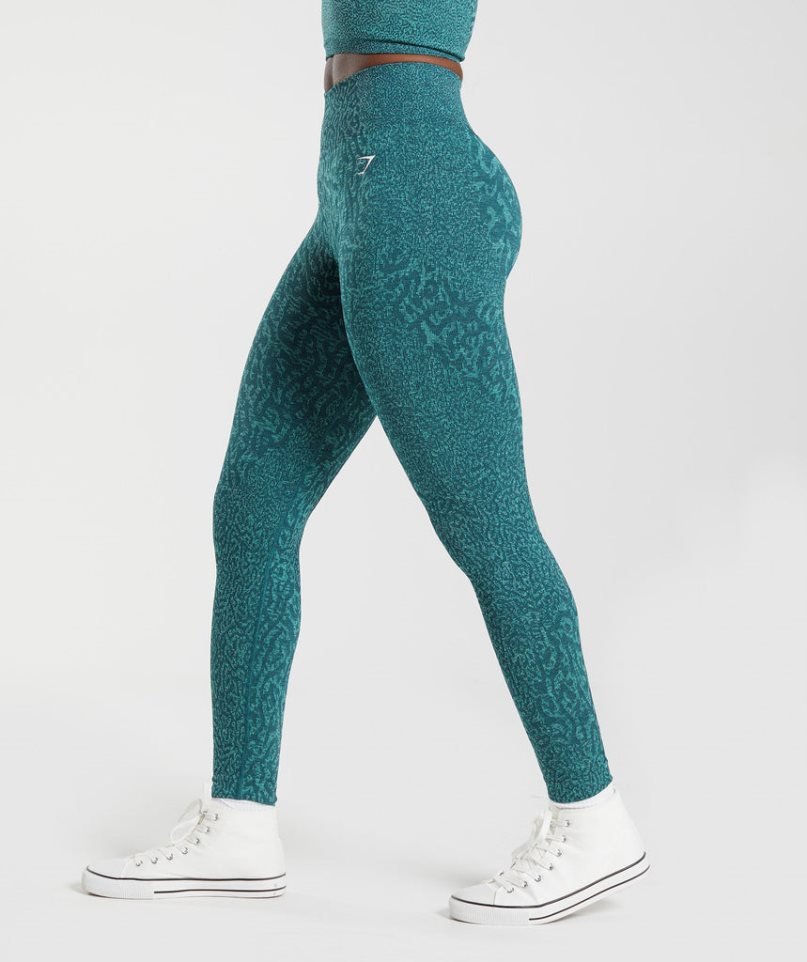 Women's Gymshark Adapt Animal Seamless Leggings Turquoise | CA 87A613